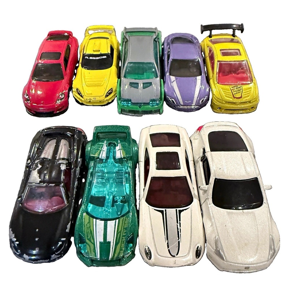 Hot Wheels Lot 9 Diecast Cars Porsche Carrera GT Honda S2000 Nissan 350Z Scion
